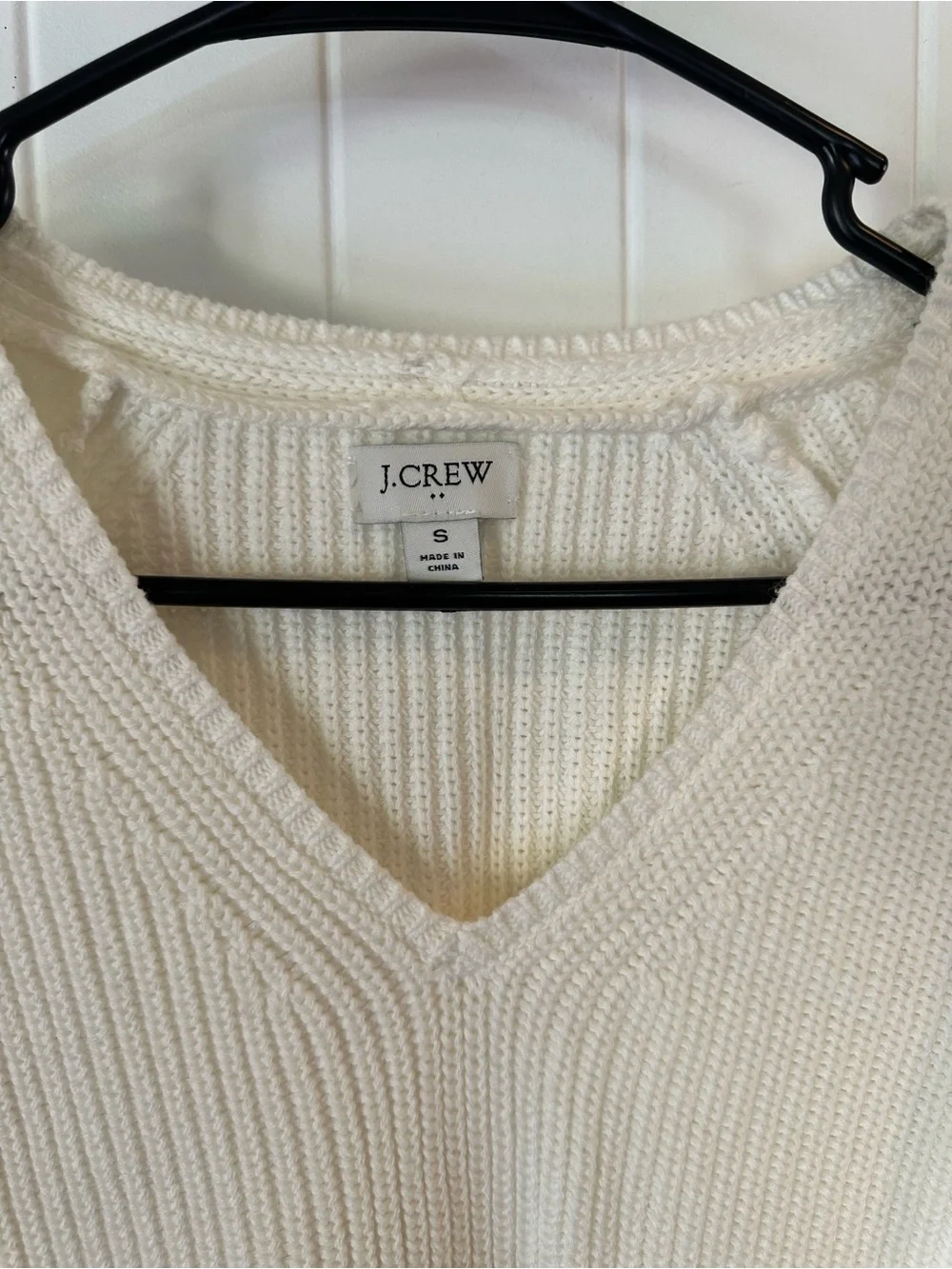 J. Crew Ivory V-Neck Ribbed Sweater 100% cotton